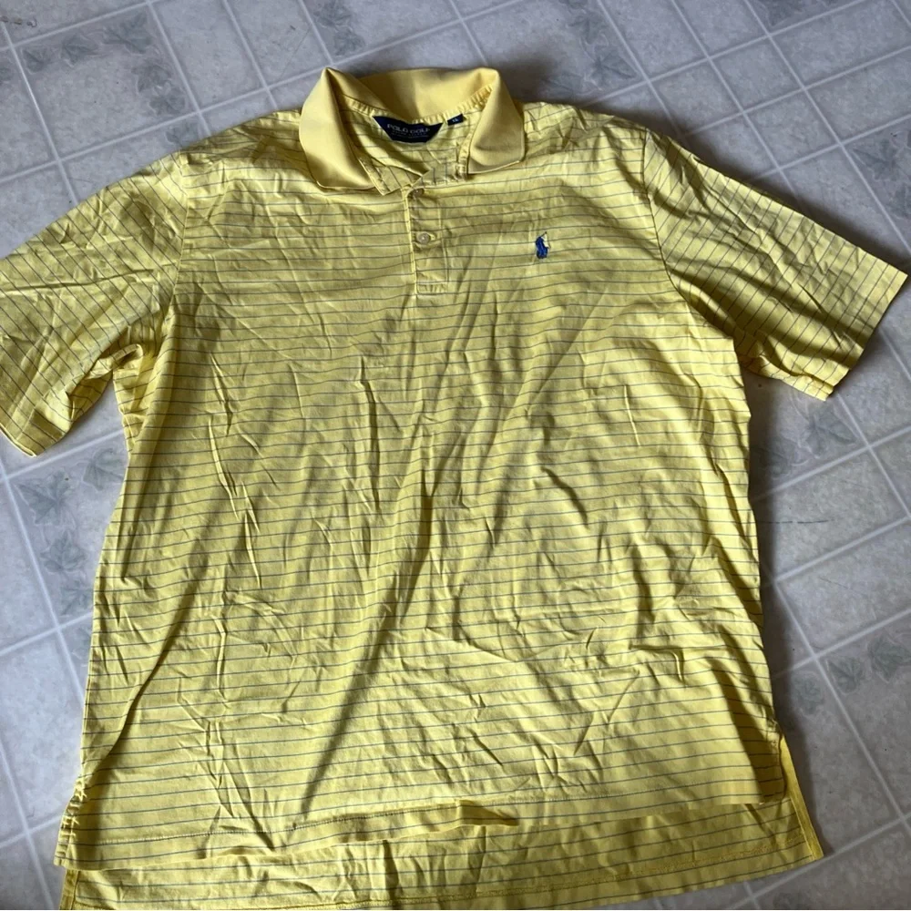 Vintage‎ Ralph Lauren Golf Stripe polo Yellow Knit Short Sleeve - Picture 2 of 4